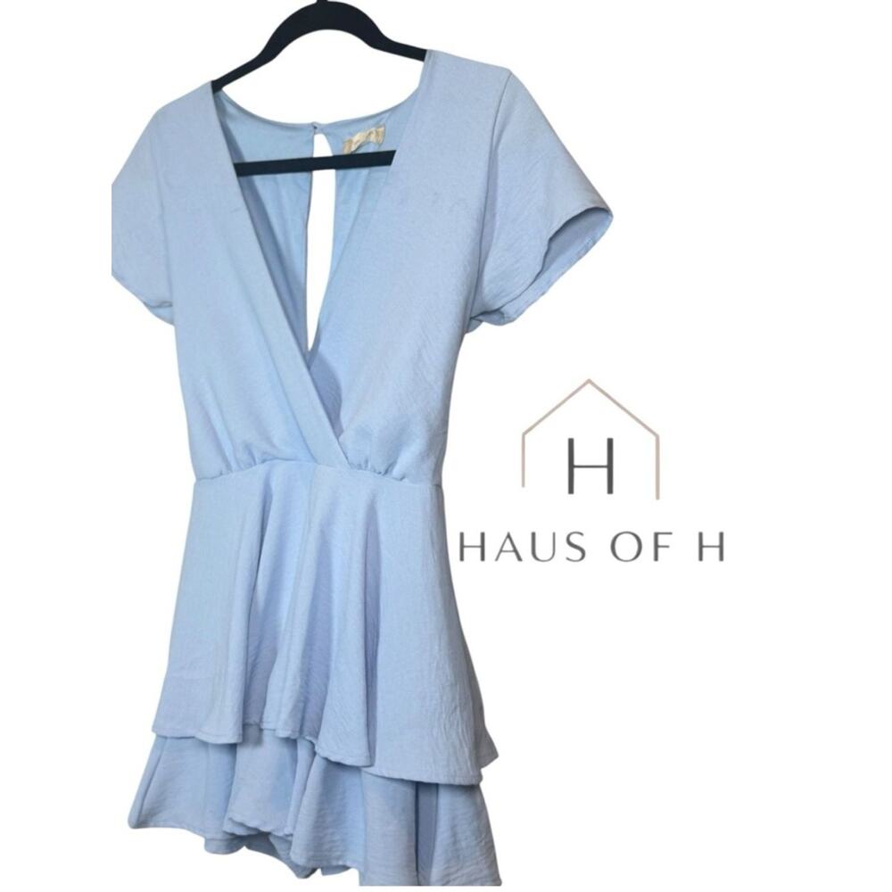 Altar’d State Baby Blue Layered Double layered Romper mini